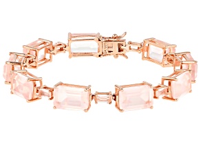 Pink rose quartz 18k rose gold over sterling silver bracelet
