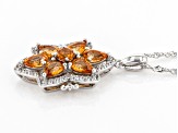Orange Spessartite Garnet Rhodium Over Silver Pendant With Chain 3.73ctw