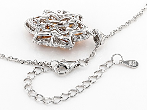 Orange Spessartite Garnet Rhodium Over Silver Pendant With Chain 3.73ctw