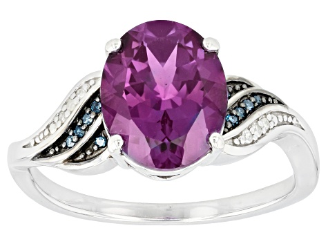 Blue Lab Created Alexandrite Rhodium Over Silver Ring 2.58ctw - SKH299 ...