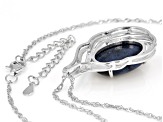 Blue Dumortierite Rhodium Over Silver Pendant With Chain