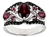 Raspberry Rhodolite Rhodium Over Sterling Silver Ring 2.74ctw