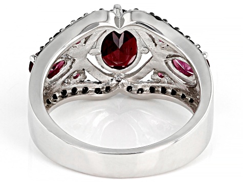 Raspberry Rhodolite Rhodium Over Sterling Silver Ring 2.74ctw