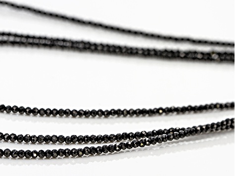 Black Spinel Rhodium Over Sterling Silver Beaded Necklace - CTB503