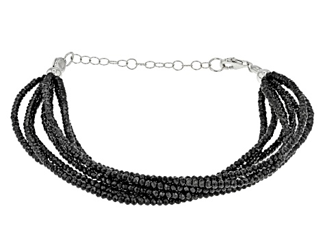 Black Spinel Rhodium Over Sterling Silver Bracelet Approximately 46 ...
