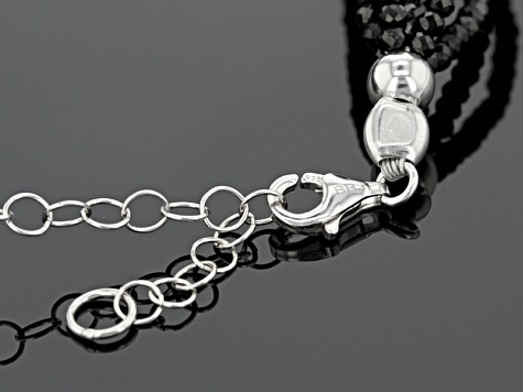 Black Spinel Rhodium Over Sterling Silver Bracelet Approximately 46.75ctw