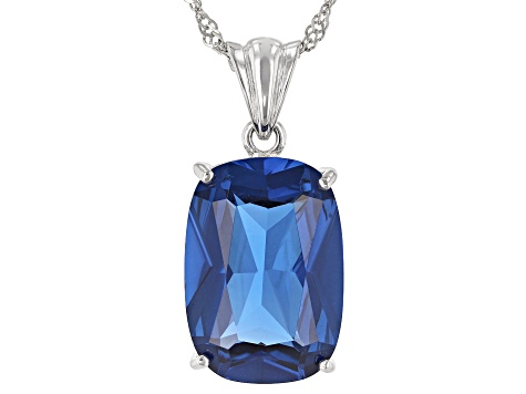 Blue Lab Created Spinel Rhodium Over Sterling Silver Boxed Set 38.00ctw