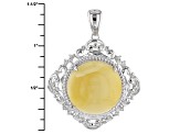 Orange Amber Sterling Silver Pendant With Chain .09ctw