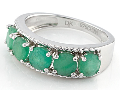 Green Emerald Rhodium Over Sterling Silver Ring 2.00ctw