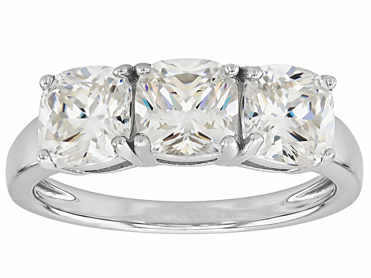 Strontium Titanate Rhodium Over Sterling Silver Ring 4.21ctw