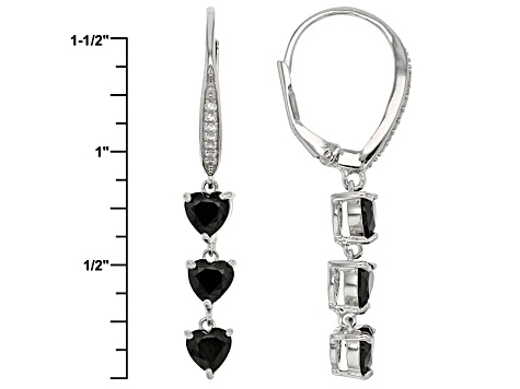 Black Spinel Rhodium Over Sterling Silver Earrings 3.30ctw
