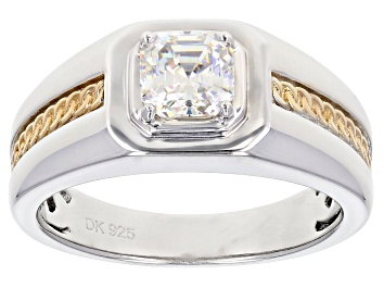 Picture of Strontium Titanate rhodium and 18k yellow gold over silver mens ring 1.40ct