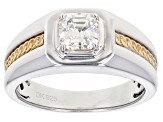 Strontium Titanate rhodium and 18k yellow gold over silver mens ring 1.40ct