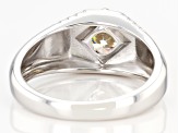 Strontium Titanate rhodium over silver mens ring 1.35ct