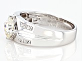 Strontium Titanate And White Zircon Rhodium Over Silver Mens Ring 2.34ctw.