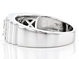 Fabulite Strontium Titanate And White Zircon Rhodium Over Silver Mens Ring 1.11ctw.