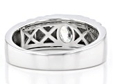 Fabulite Strontium Titanate And White Zircon Rhodium Over Silver Mens Ring 1.11ctw.