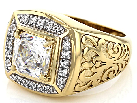 Strontium Titanate And White Zircon 18k Yellow Gold Over Silver Mens ...