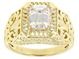 Strontium Titanate 18k Yellow Gold Over Silver Mens Ring 3.30ct.