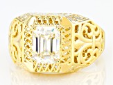 Fabulite Strontium Titanate 18k Yellow Gold Over Silver Mens Ring 3.30ct.