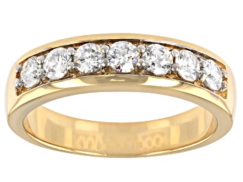White Diamond 10k Yellow Gold Mens Multi-Row Ring 1.00ctw