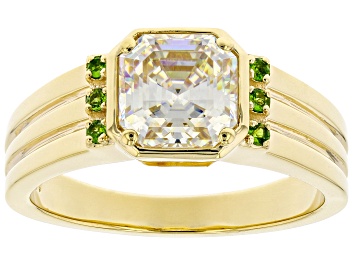 Picture of Strontium Titanate And Chrome Diopside 18k Yellow Gold Over Silver Mens Ring 3.34ctw.