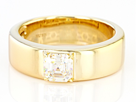 Strontium Titanate 18k Yellow Gold Over Silver Mens Ring 1.40ct.