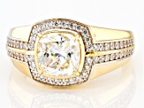 Strontium Titanate And White Zircon 18k Yellow Gold Over Silver Men's Ring 3.77ctw.