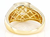 Strontium Titanate And White Zircon 18k Yellow Gold Over Silver Men's Ring 3.77ctw.