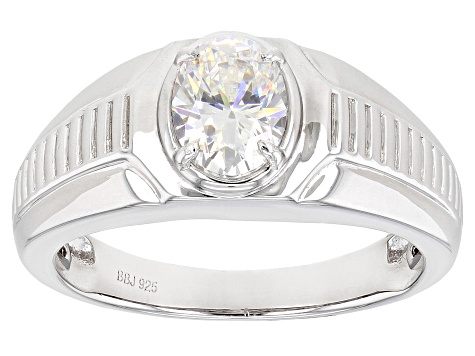 Fabulite Strontium Titanate Rhodium Over Silver Men's Ring 1.50ctw