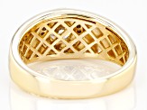 Strontium Titanate And Champagne Diamond 18k Yellow Gold Over Silver Mens Ring 1.20ctw.