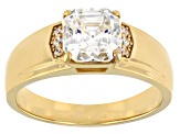 Strontium Titanate And White Zircon 3K Yellow Gold Ring 3.34ctw.