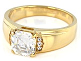 Strontium Titanate And White Zircon 3K Yellow Gold Ring 3.34ctw.