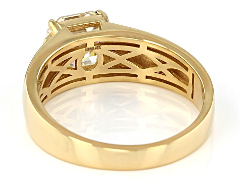 Fabulite Strontium Titanate And White Zircon 3K Yellow Gold Ring 3.34ctw.
