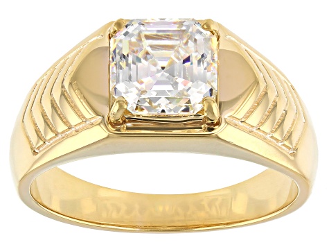 Strontium Titanate 18K Yellow Gold Over Silver Solitaire Mens Ring 3.25ct