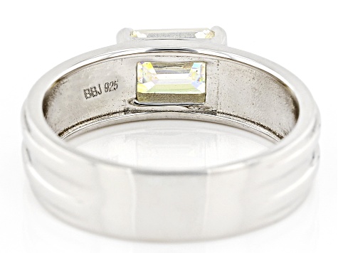 Strontium Titanate Rhodium Over Silver Solitaire Mens Ring 2.10ct