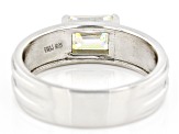 Strontium Titanate Rhodium Over Silver Solitaire Mens Ring 2.10ct