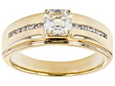 Strontium Titanate And White Zircon 18k Yellow Gold Over Silver Mens Ring 1.51ctw