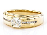 Strontium Titanate And White Zircon 18k Yellow Gold Over Silver Mens Ring 1.51ctw