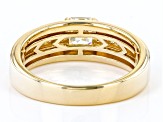 Strontium Titanate And White Zircon 18k Yellow Gold Over Silver Mens Ring 1.51ctw