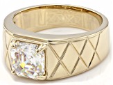 Strontium Titanate 10K Yellow Gold Mens Solitaire Ring 3.25CT