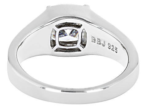 Fabulite Strontium Titanate Rhodium Over Silver Men's Ring 3.25ct