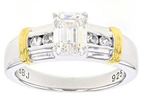 Fabulite And White Zircon Rhodium And 18k Yellow Gold Over Silver Men's Ring 2.43ct.