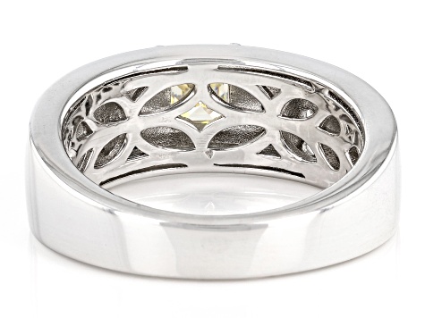 Candlelight Fabulite and Blue Diamond and White Zircon Rhodium Over Silver Men's Ring 1.90ctw.