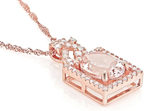 Peach Morganite 14k Rose Gold Pendant with Chain 1.62ctw