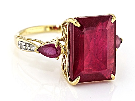 Red Mahaleo® Ruby 14k Yellow Gold Ring 8.82ctw