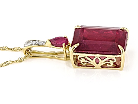 Red Mahaleo® Ruby 14k Yellow Gold Pendant with Chain 9.52ctw