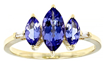 Picture of Blue Tanzanite 10k Yellow Gold Ring 1.09ctw