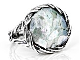 Roman Glass Sterling Silver Textured Ring