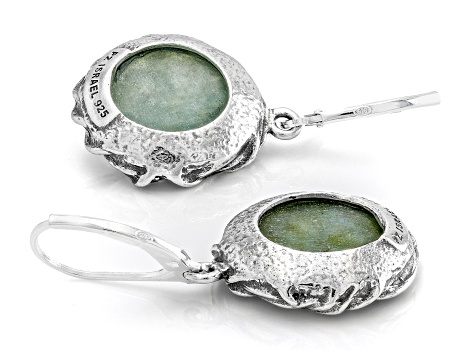 Roman Glass Sterling Silver Textured Drop Earrings